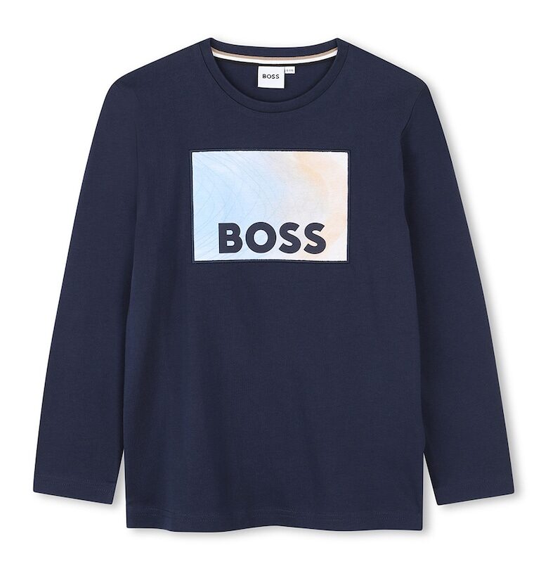 Памучна блуза с лого BOSS Kidswear