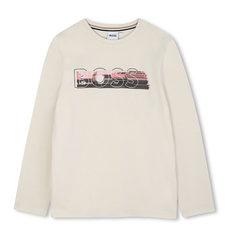 Памучна блуза с овано деколте BOSS Kidswear