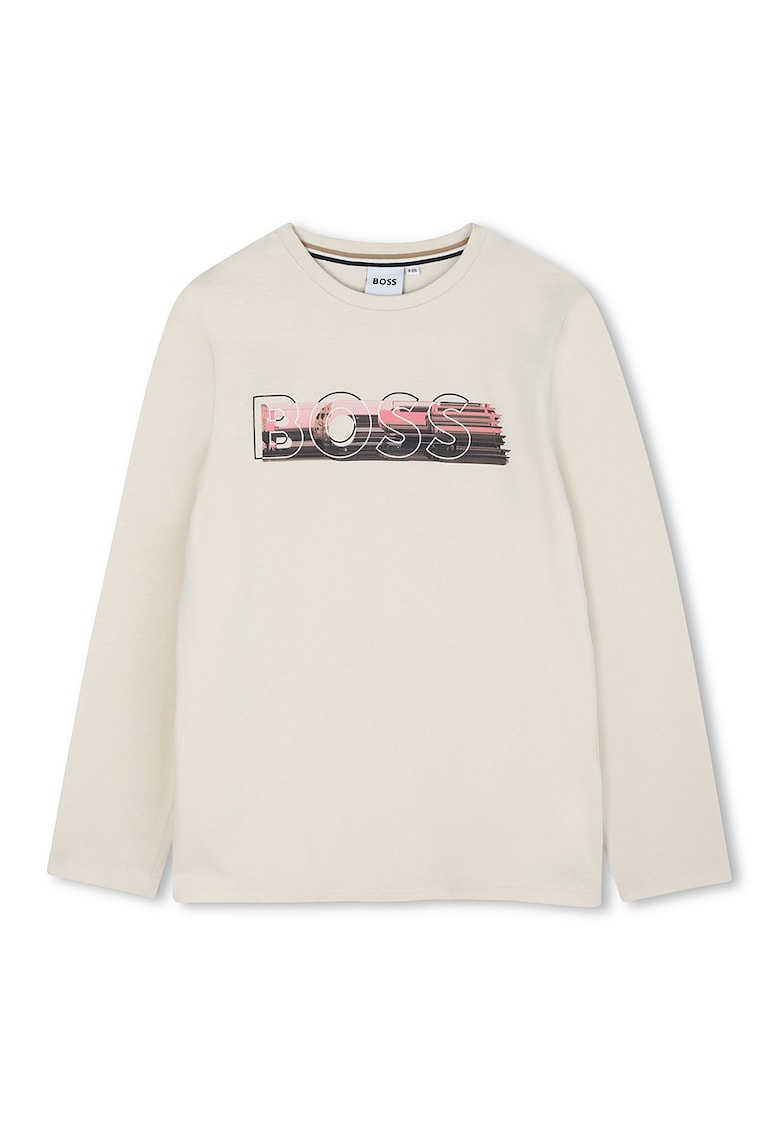 Памучна блуза с овано деколте BOSS Kidswear