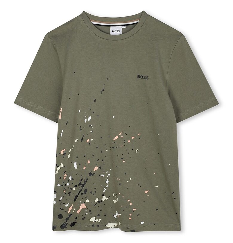 Памучна блуза с принт BOSS Kidswear