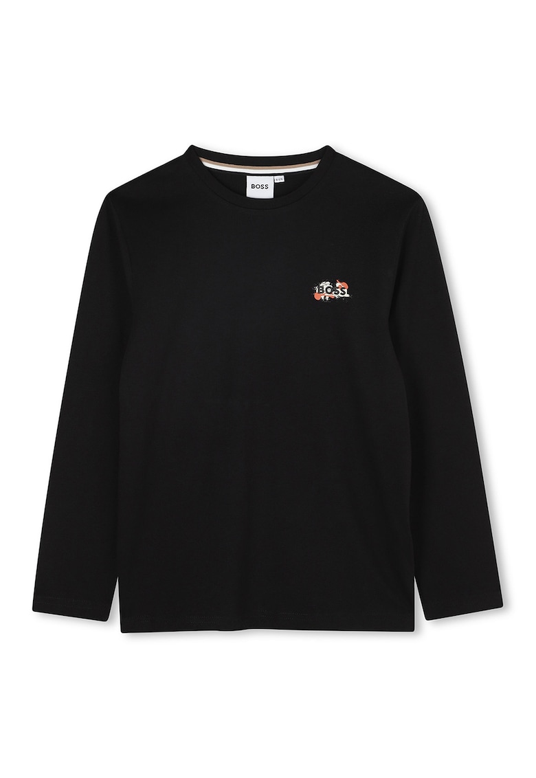 Памучна блуза с шарка на гърдите BOSS Kidswear