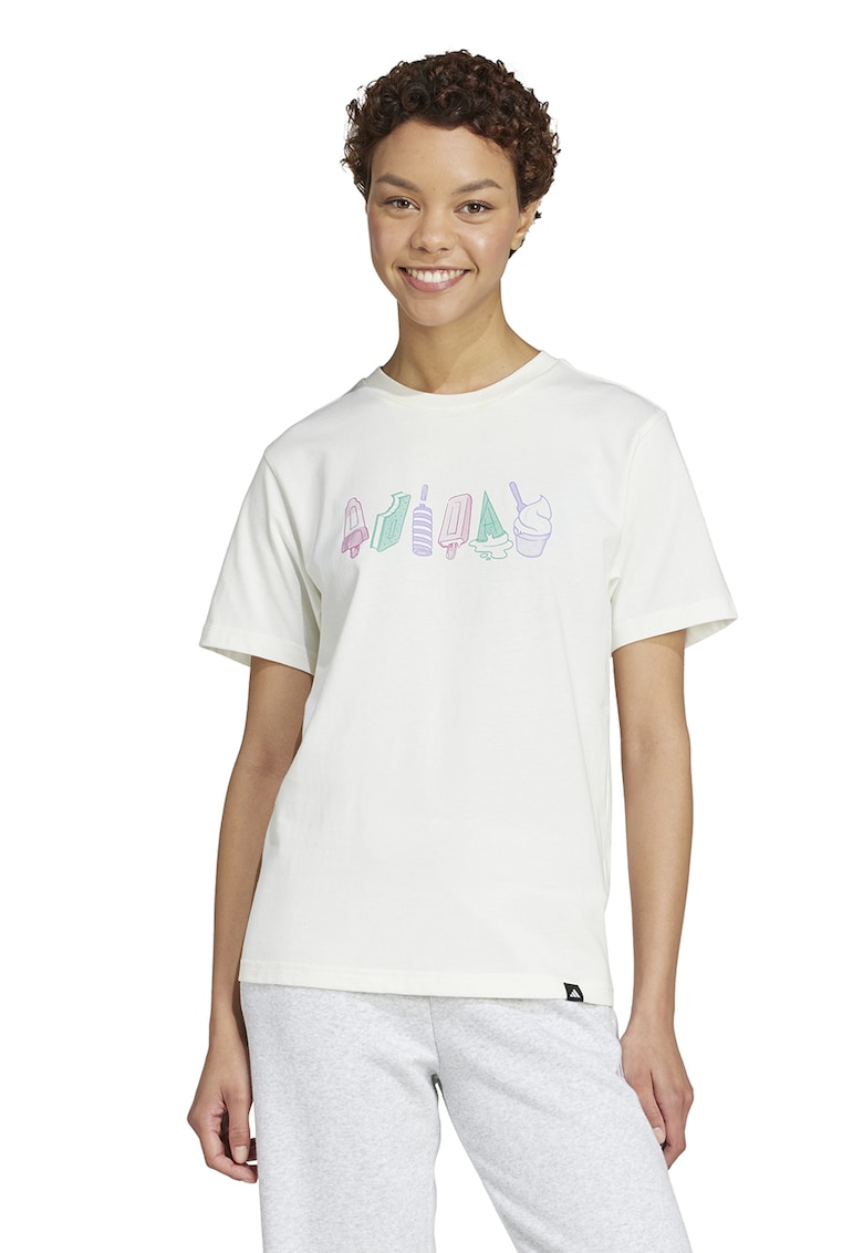 Памучна тениска с овално деколте adidas Sportswear