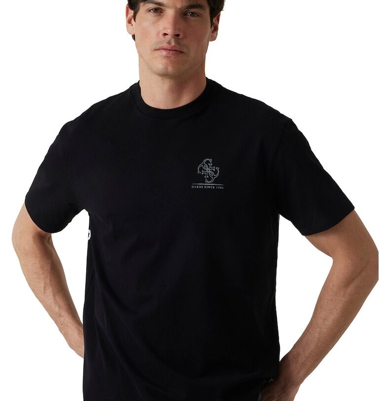 Памучна тениска с шарка на гърба GUESS