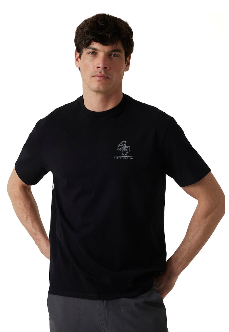 Памучна тениска с шарка на гърба GUESS