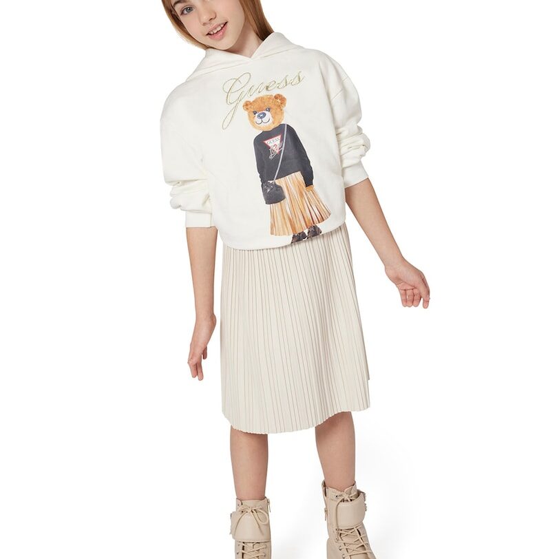 Памучно худи с шарка на плюшено мече GUESS KIDS