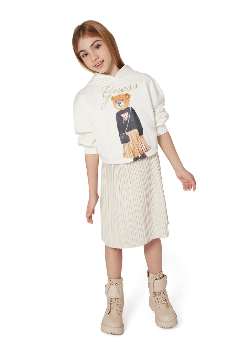 Памучно худи с шарка на плюшено мече GUESS KIDS