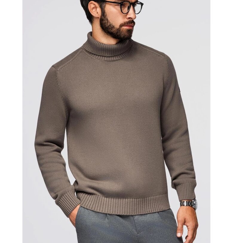 Плетен пуловер с висока яка  OM-SWTN-0163 OMBRE