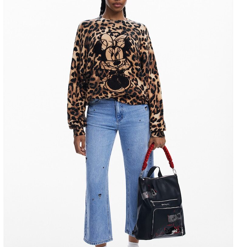 Плетен пуловер с животински принт DESIGUAL