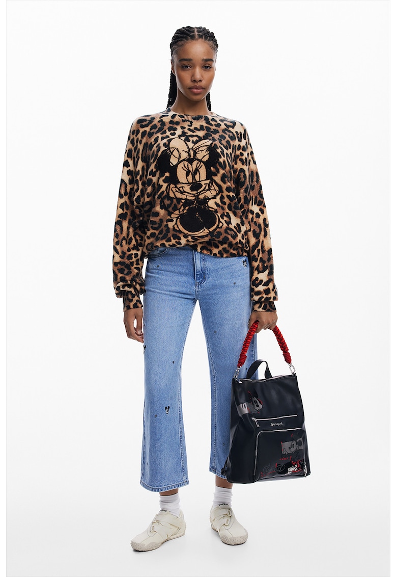 Плетен пуловер с животински принт DESIGUAL