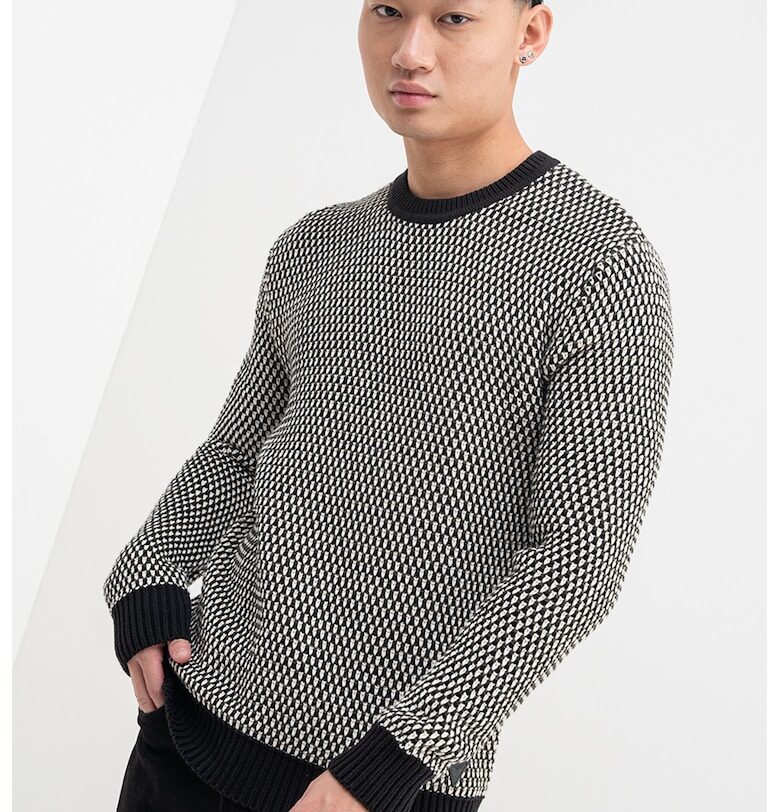 Плетен пуловер с контрасти GUESS