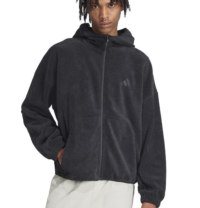 Плюшено худи с джобове встрани adidas Sportswear