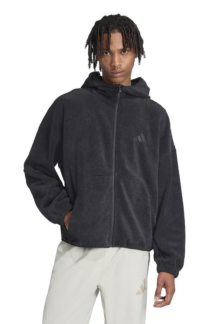 Плюшено худи с джобове встрани adidas Sportswear