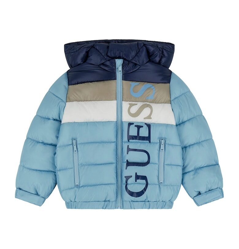 Подплатено зимно яке с качулка и лого GUESS KIDS