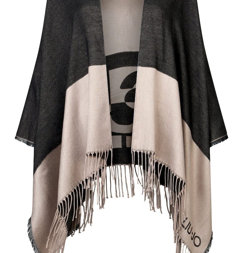 Пончо с ресни и цветен блок Liu Jo