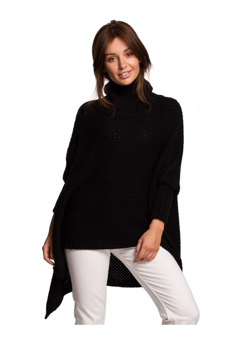 Пуловер пончо - акрил - черен - един размер OEM