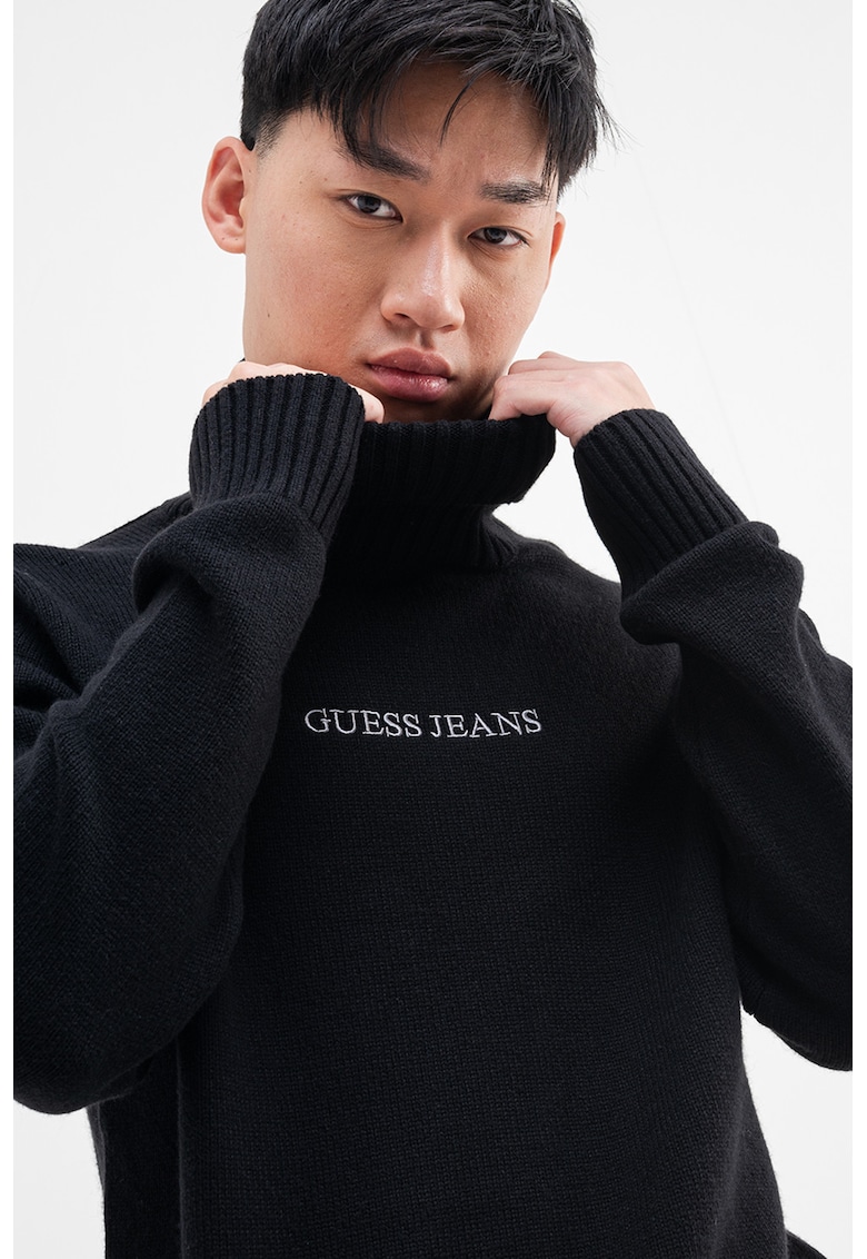 Пуловер с вълна и поло GUESS JEANS