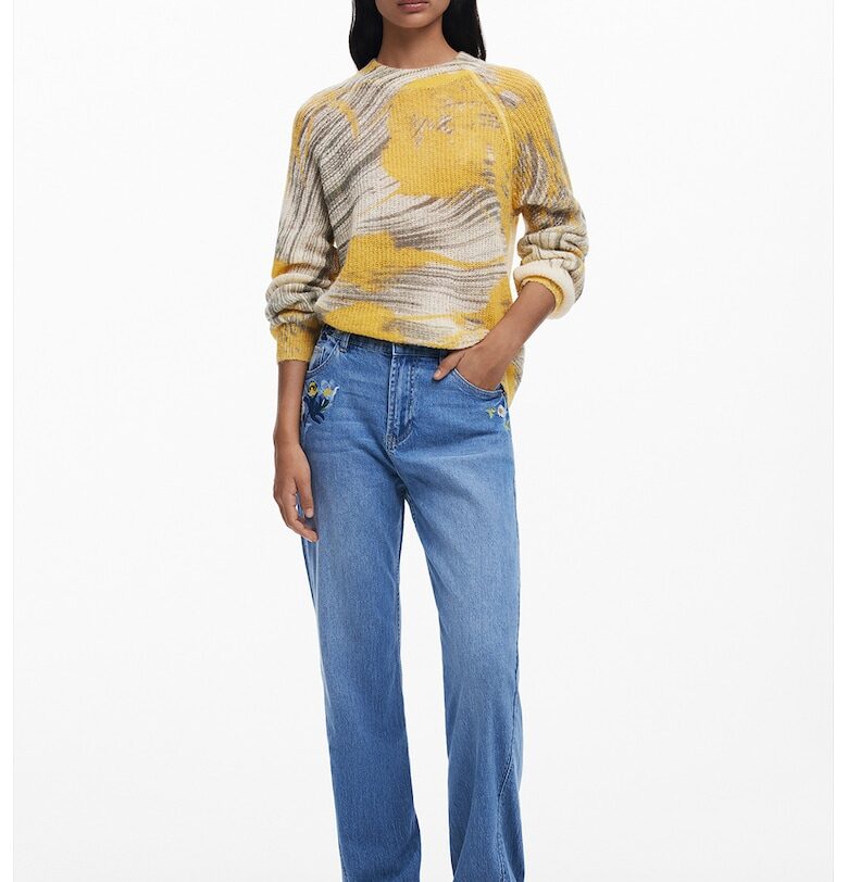 Пуловер с вълна с абстрактен принт DESIGUAL