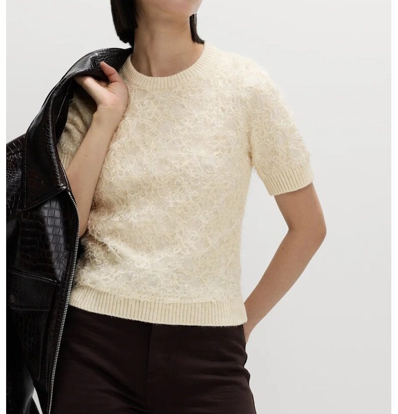 Пуловер с вълна с дантела Marks  Spencer