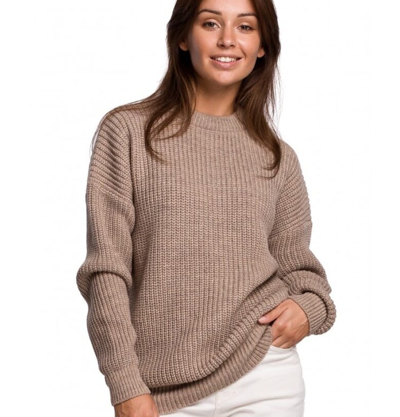 Пуловер с дълъг ръкав - акрил/полиамид/вълна - капучино OEM