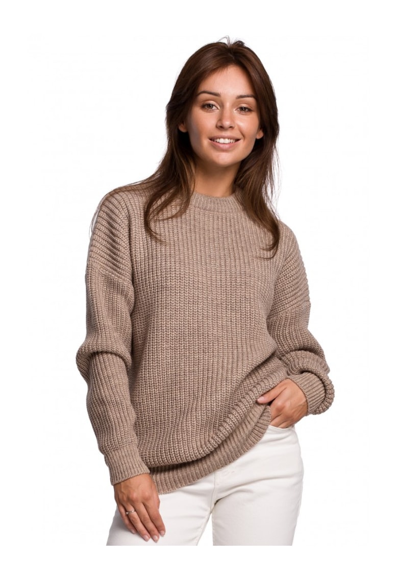 Пуловер с дълъг ръкав - акрил/полиамид/вълна - капучино OEM