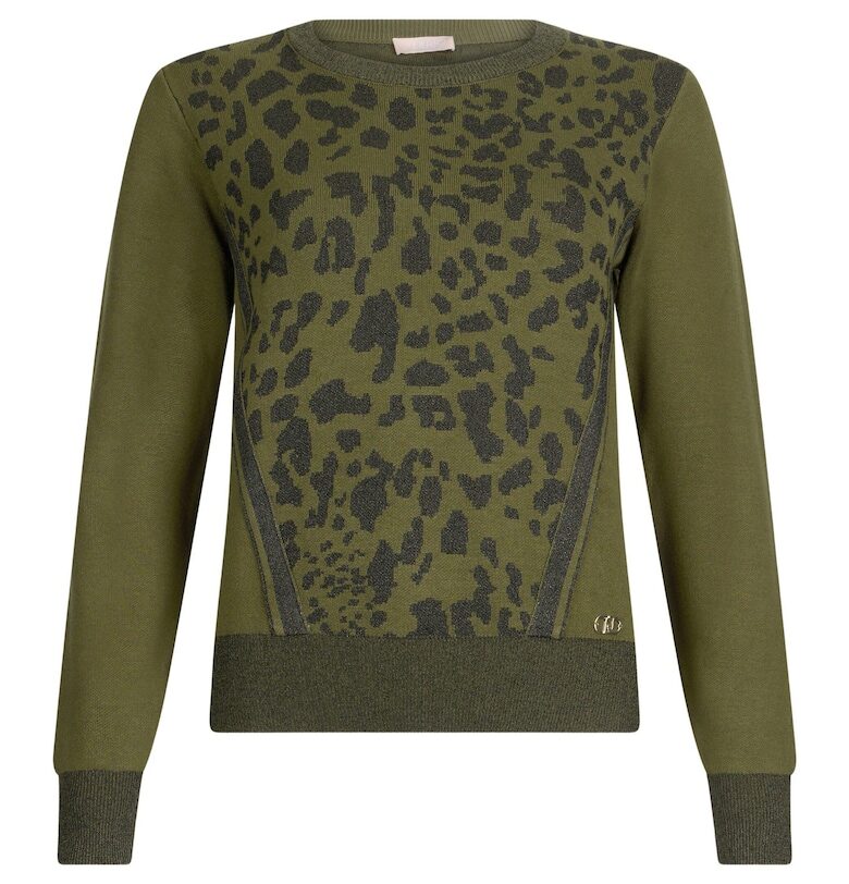 Пуловер с животинска шарка и бляскави детайли Liu Jo