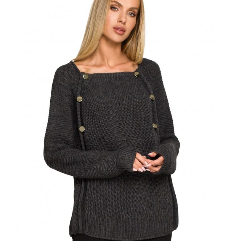 Пуловер с копчета  Акрил - Сив - 654877 MOE