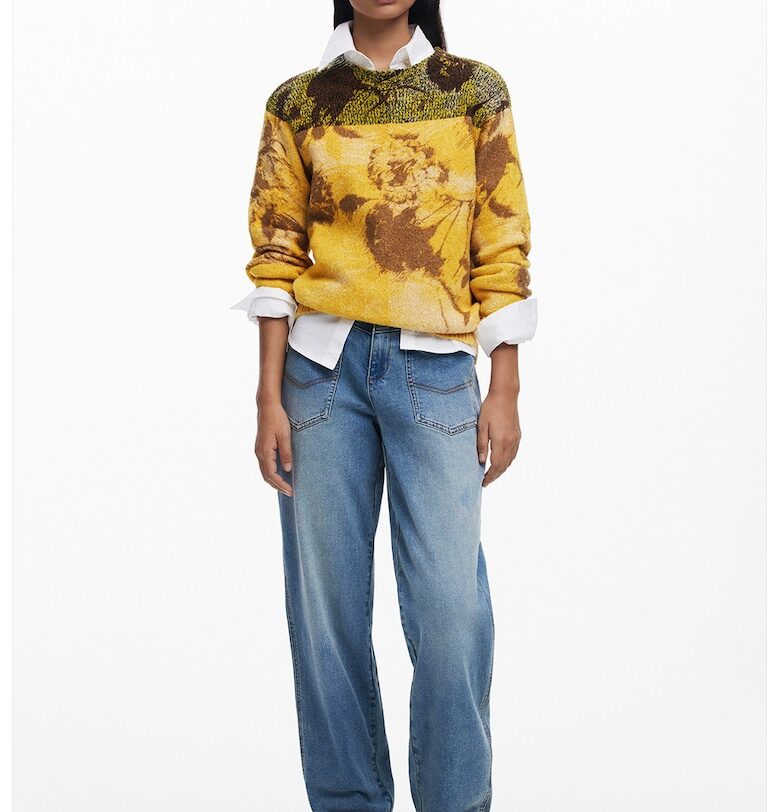 Пуловер с овално деколте и абстрактен принт DESIGUAL