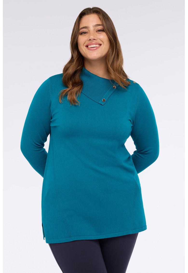 Пуловер с рипсена триъгълна яка тип поло Fiorella Rubino