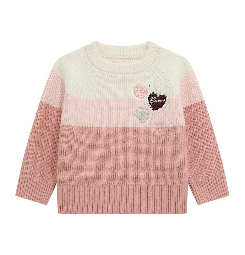 Пуловер с цветен блок и ръкави реглан GUESS KIDS