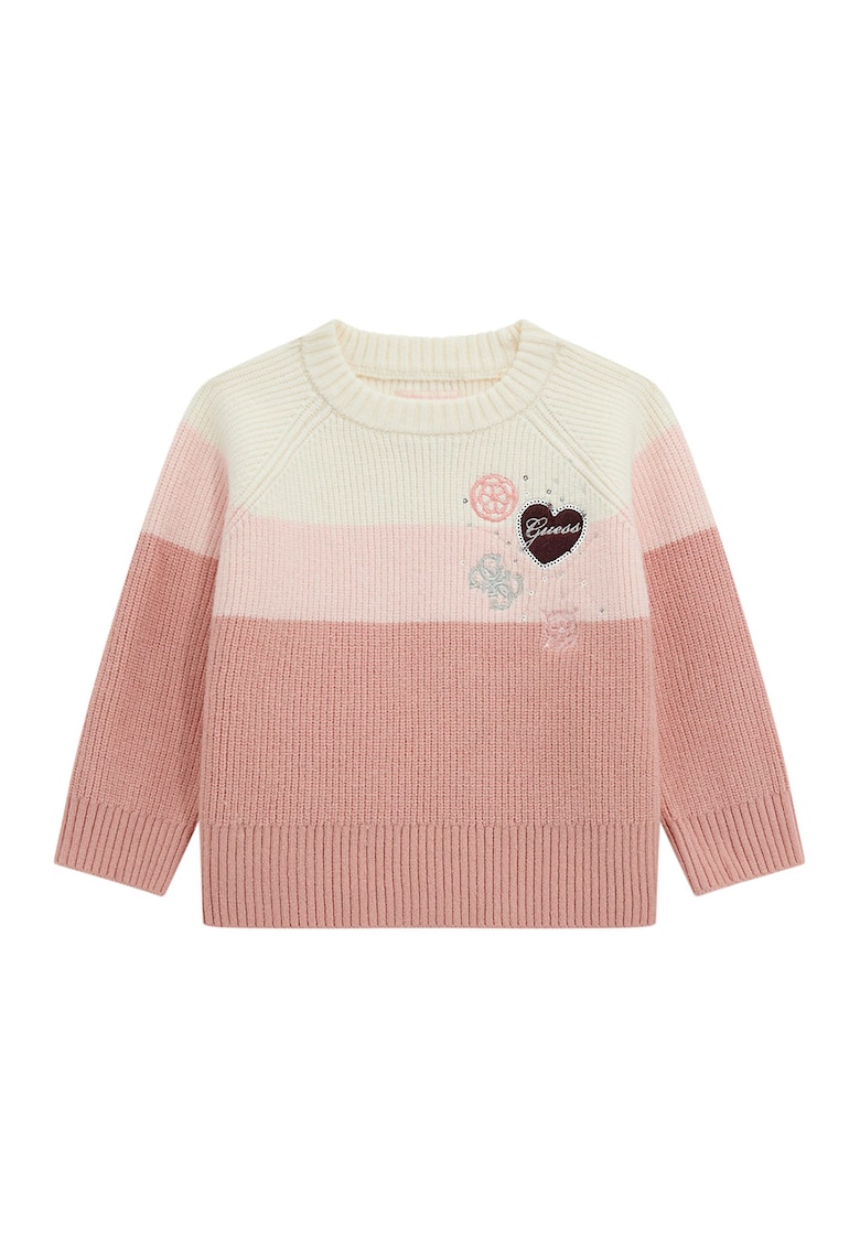 Пуловер с цветен блок и ръкави реглан GUESS KIDS