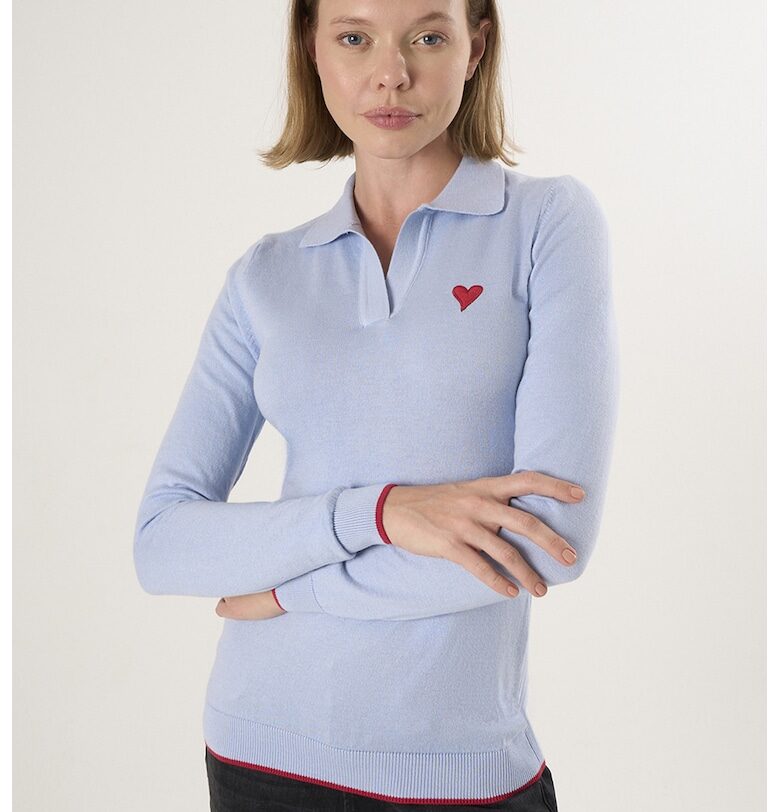 Пуловер с яка и контрастен подгъв Felix Hardy