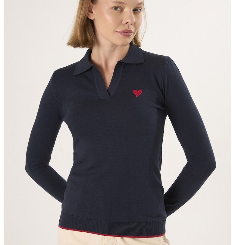 Пуловер с яка и контрастен подгъв Felix Hardy