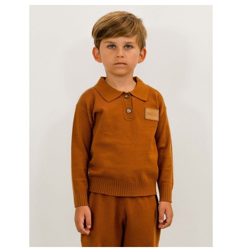 Пуловер с яка и лого BALOU
