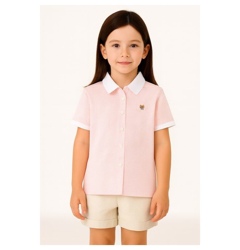 Раирана риза с къси ръкави и класическа яка BALOU