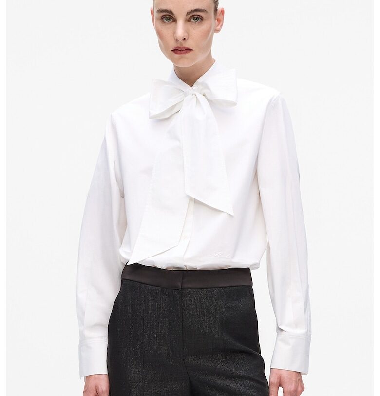 Риза от органичен памук с панделка на деколтето Karl Lagerfeld