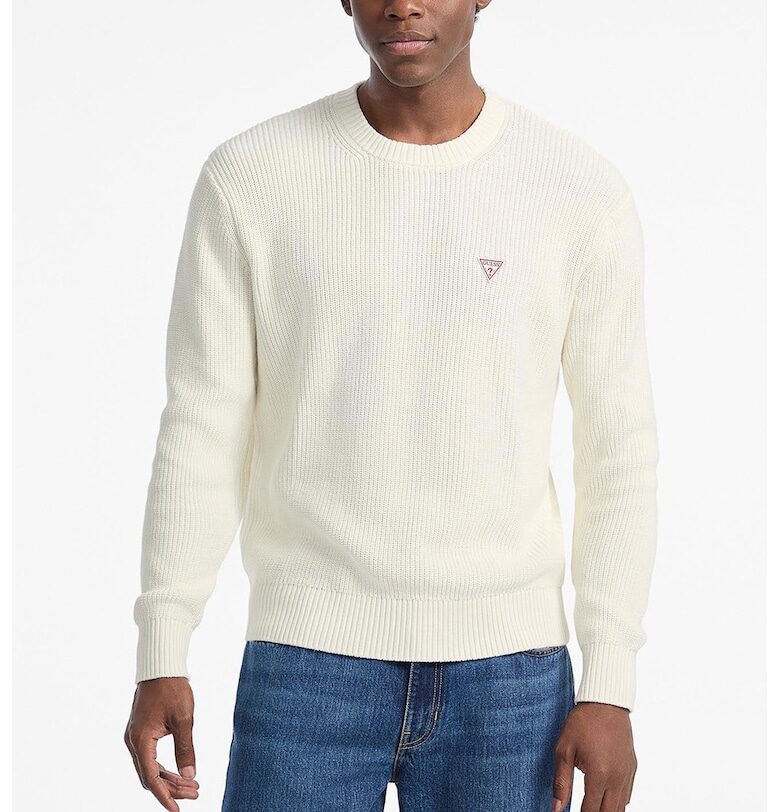 Рипсен пуловер с лого GUESS JEANS