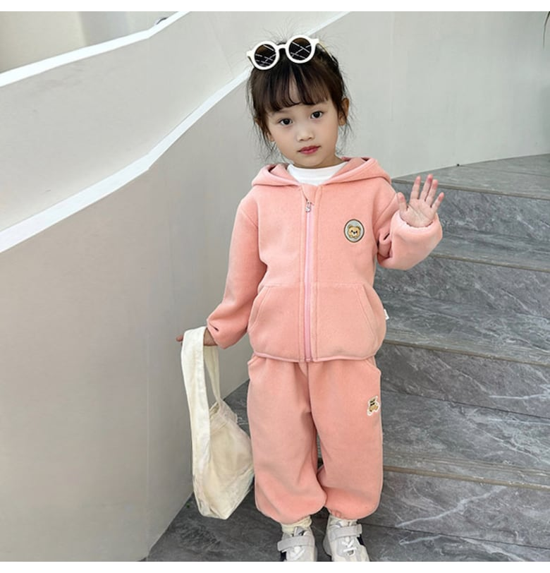 Розов поларен комплект от 2 части за момиче Nannie