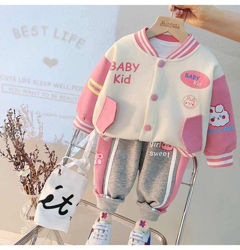 Розово облекло за момичета - със зайчета Аби Nannie