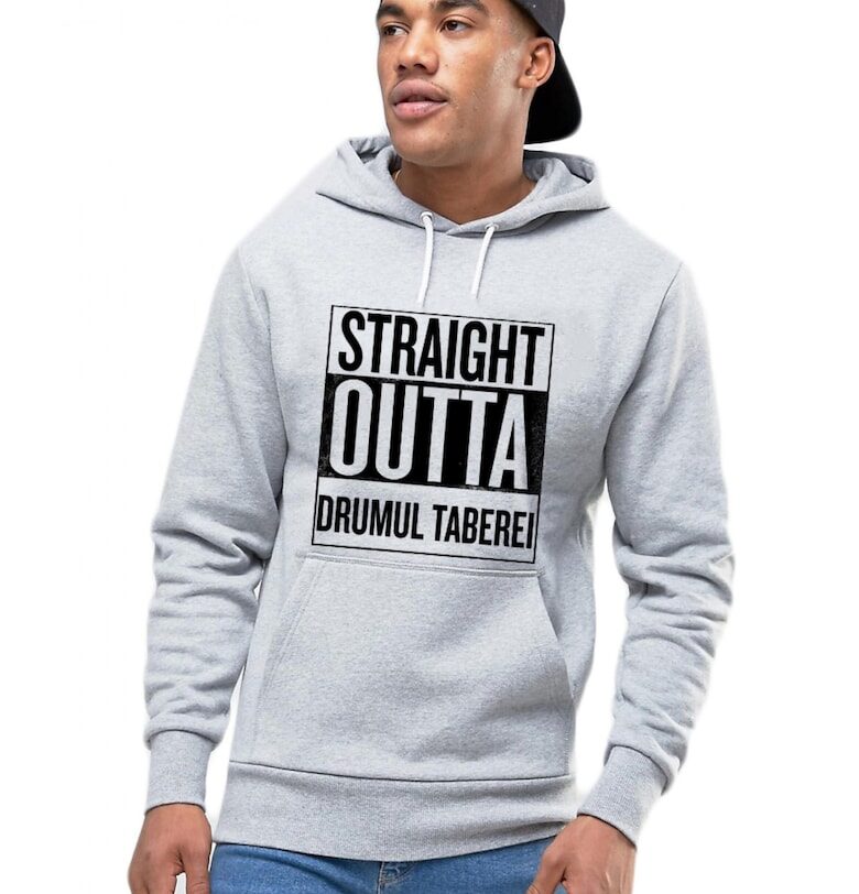 Сив суичер с качулка Straight Outta Camp Road THEICONIC