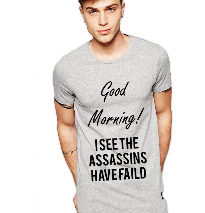 Сива мъжка тениска - Assassins failed THEICONIC