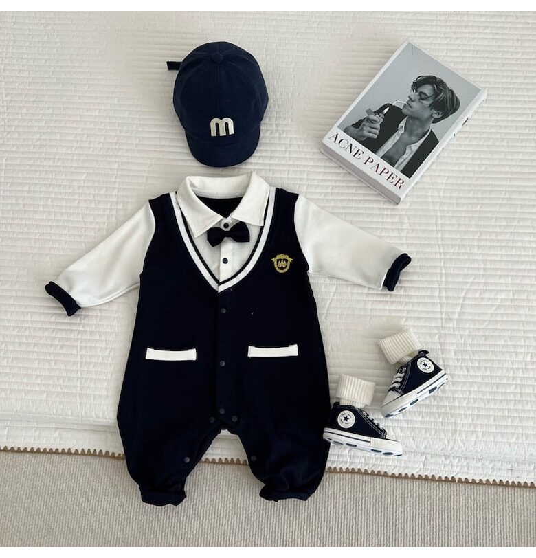 Син гащеризон с папийонка - за момче Nannie