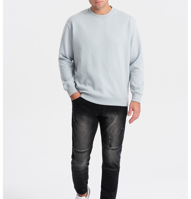 Скосени дънки с връзки и захабен ефект OMBRE