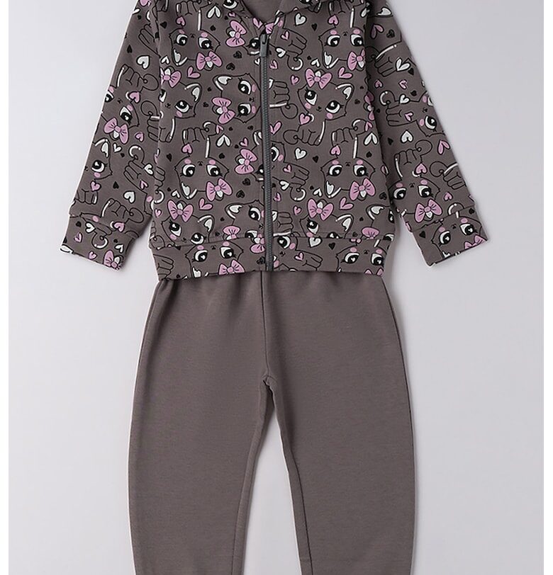 Спортен екип с шарка на котки и цип Sarabanda