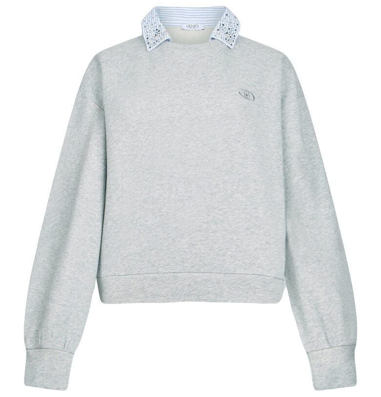 Суитшърт с дизайн 2 в 1 и декоративни камъни Liu Jo