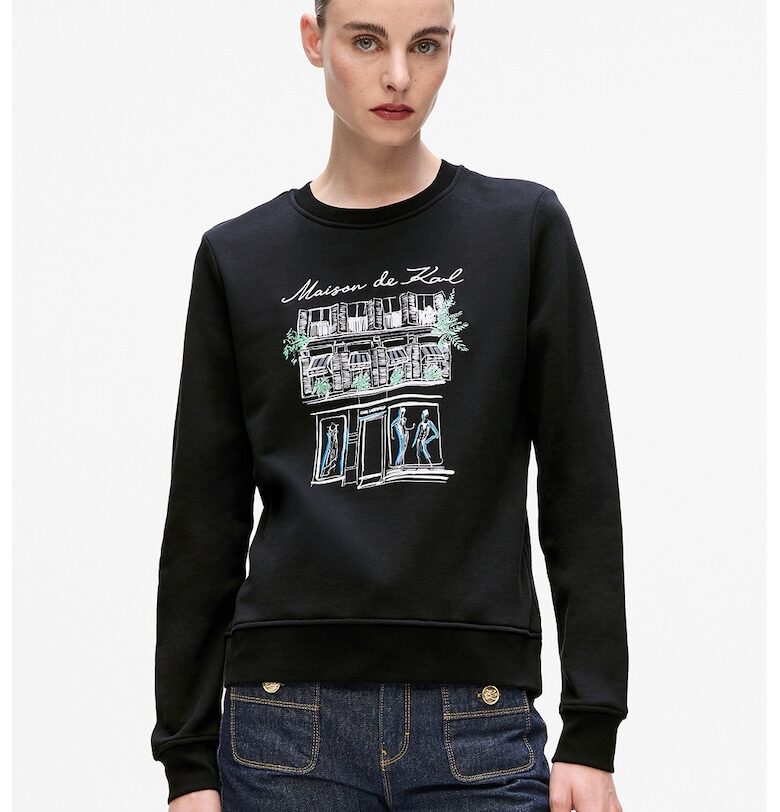 Суитшърт с овално деколте и принт Karl Lagerfeld