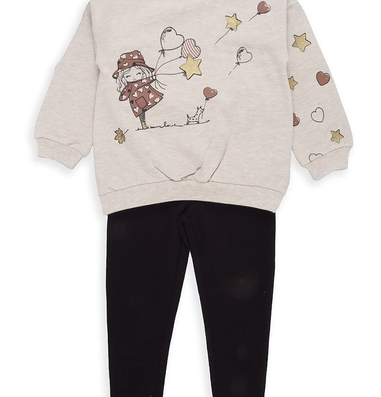 Суитшърт с принт и панталон - 2 части Babybol