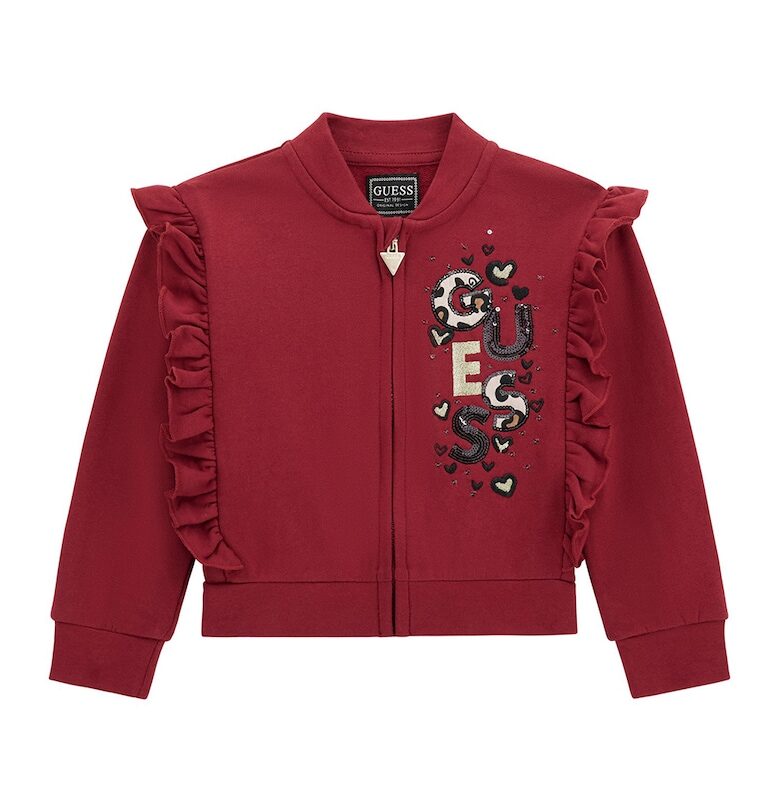 Суитшърт с цип и набирания GUESS KIDS