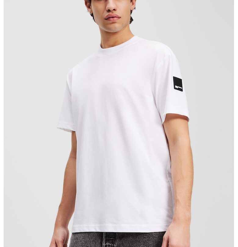 Тениска от органичен памук с лого на ръкава KARL LAGERFELD JEANS