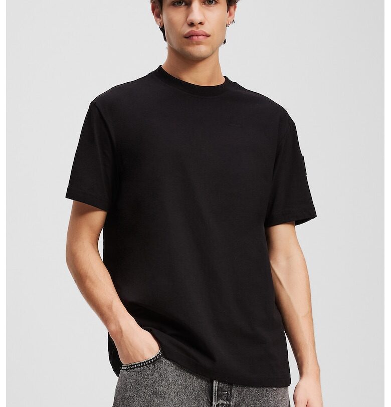 Тениска от органичен памук с лого на ръкава KARL LAGERFELD JEANS