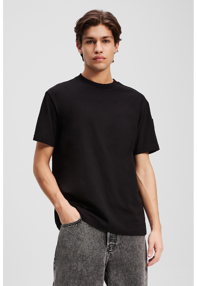 Тениска от органичен памук с лого на ръкава KARL LAGERFELD JEANS